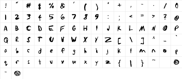 Sketchathon Regular  glyph index