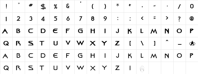 Bajoran Regular  glyph index