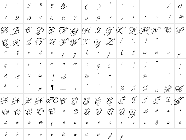 MeaCulpa ROB  glyph index