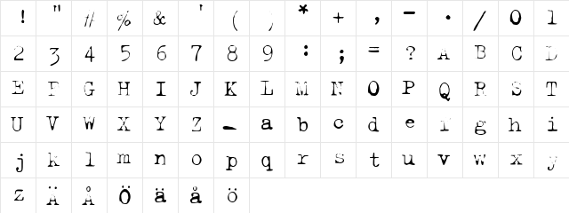 Last Words Thin  glyph index