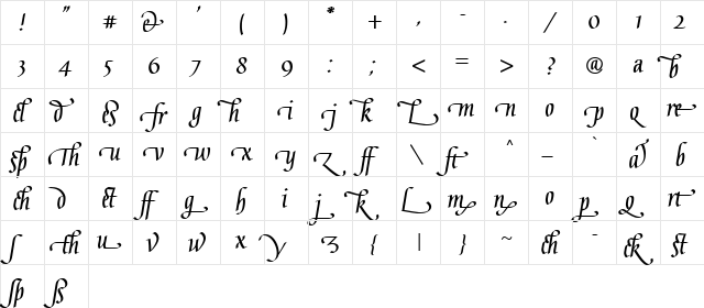 Gaius LT Bold  glyph index