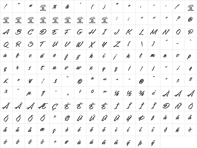Stackyard PERSONAL USE Regular  glyph index