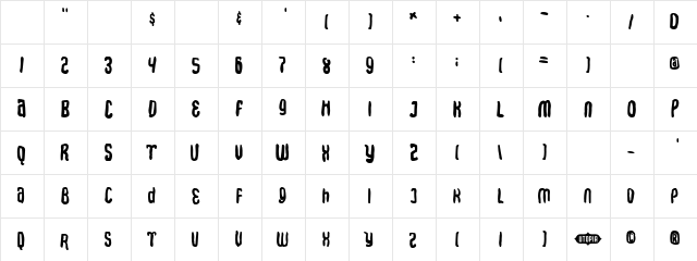 Avatar Drawn Regular  glyph index