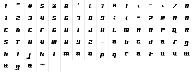 KZ EXCEL ALP  glyph index