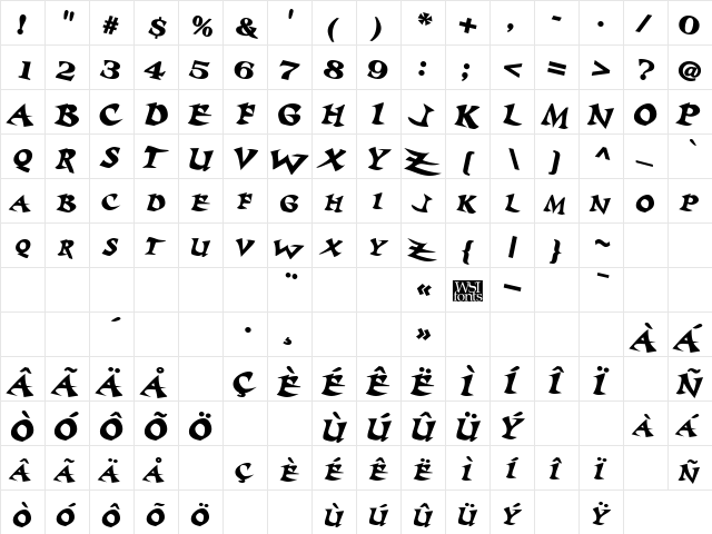 Baratz Bold Italic  glyph index