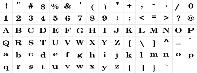 Roosevelt 1 Regular  glyph index