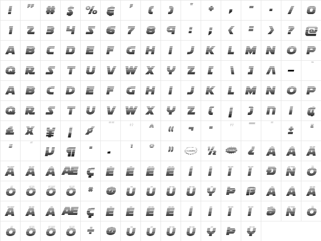 Soloist Gradient Regular  glyph index