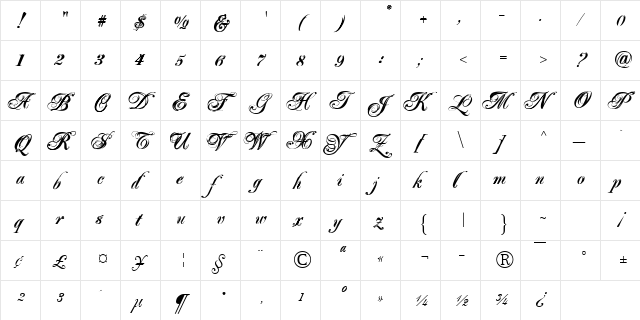 Majestic X Regular  glyph index