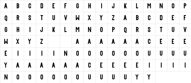 Buffalord Demo Regular  glyph index