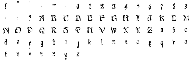 Lafcadio Normal  glyph index