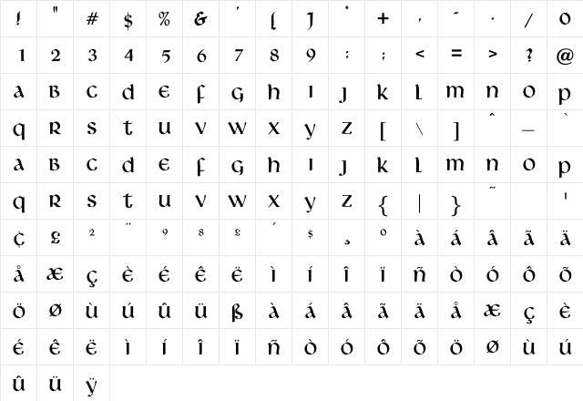 Litelle Regular  glyph index