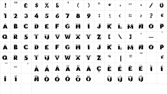 Brrrrr Regular  glyph index