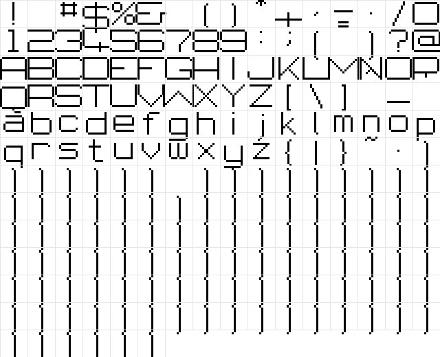 00Symbolix Bold  glyph index