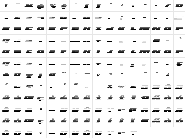 Illumino Gradient Italic Italic  glyph index