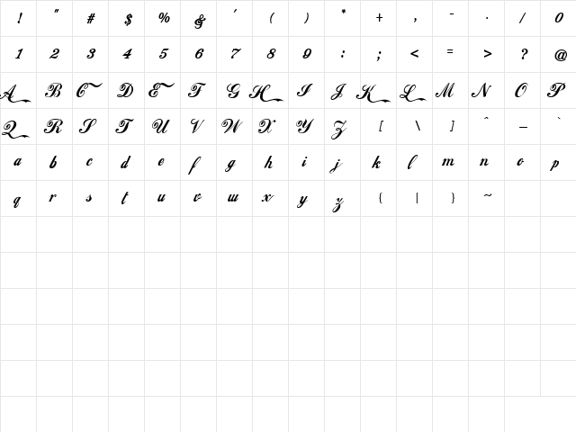 Coca Cola ii Regular  glyph index