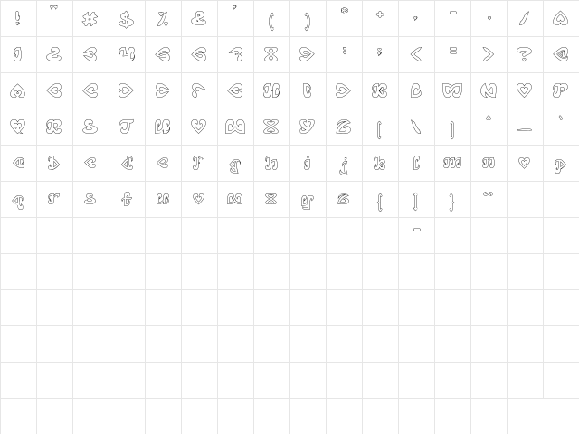 Eternal Love-Hollow Regular  glyph index