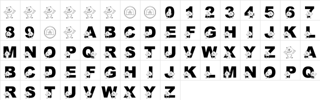 LMS Googly Bear Regular  glyph index