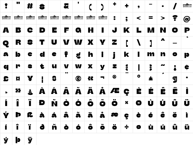 Stinger Fit Trial Heavy  glyph index