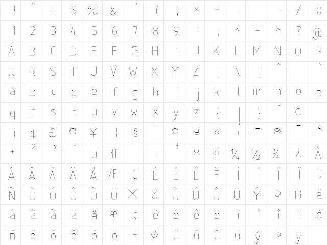 ISOCT3 Regular  glyph index
