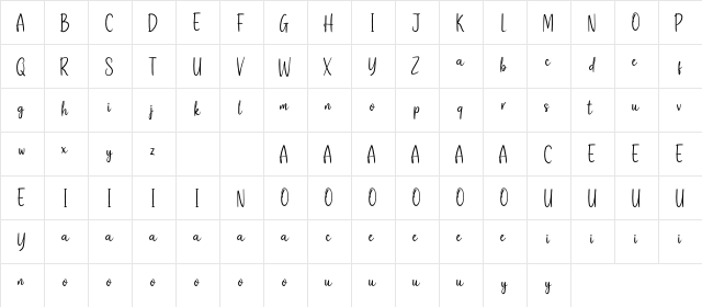Geofany Personal Use  glyph index