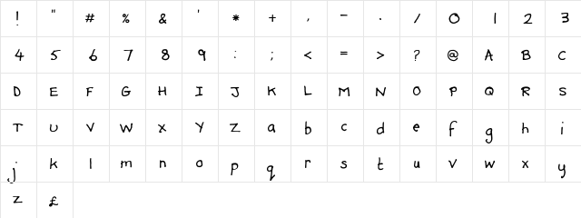 Debbie Optional  glyph index