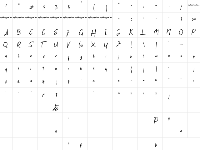 Letterdiost Regular  glyph index