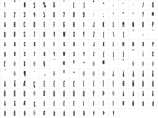 HeraldGothic BoldSmallCaps  glyph index