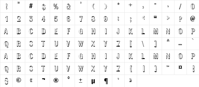 a_AlbionicTitulNrSh Regular  glyph index