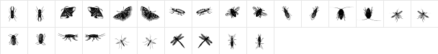 insects one Regular  glyph index