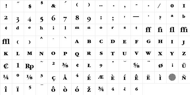 GarryMondrianExpt6 BoldSH  glyph index