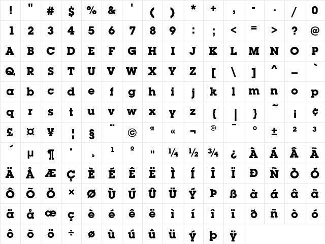 LubalinGraphEF Bold  glyph index