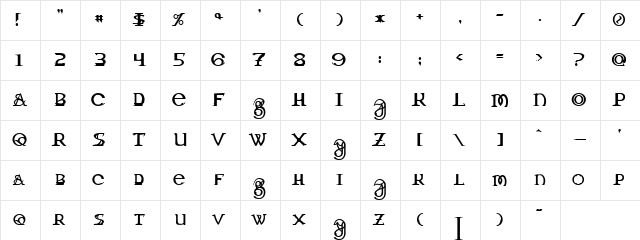 Jetlee Regular  glyph index