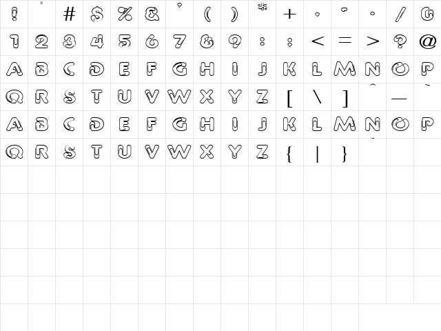 Snow-blind 4 Regular  glyph index