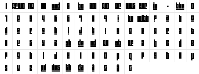 Blackout3 plus1 Regular  glyph index