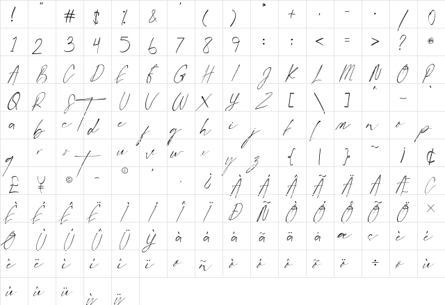 Littlehampton Regular  glyph index