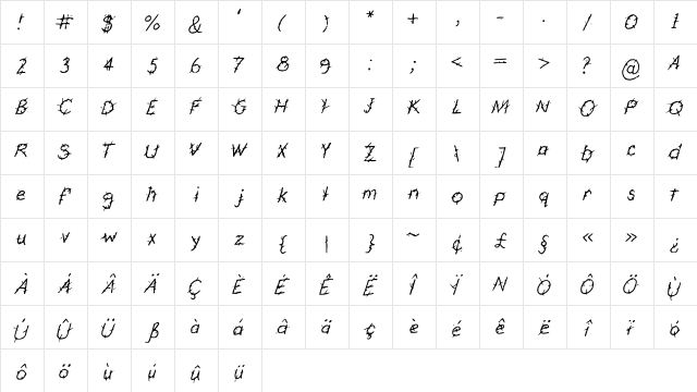 GennaroPalmieriThorny Medium  glyph index