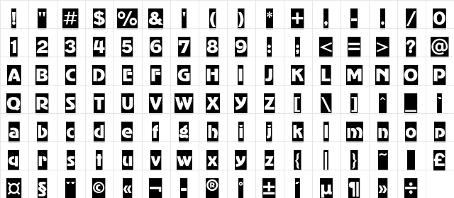 AdverGothic CameoC Regular  glyph index