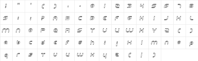 Planetary Orbiter Outline Italic  glyph index