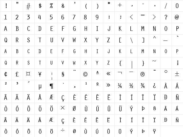 ScribeSCapsSSK Regular  glyph index