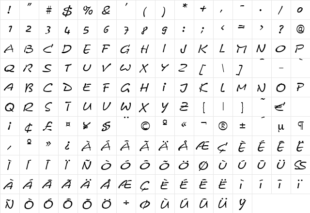 Leobelix-Regular Regular  glyph index