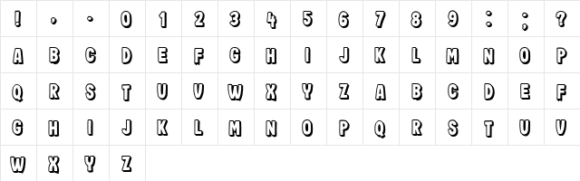 Impressum Shadow Regular  glyph index