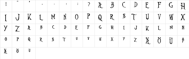 Nightmare Before Christmas Regular  glyph index