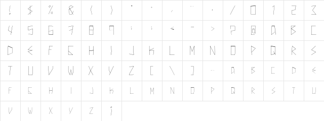 New Theory Regular  glyph index