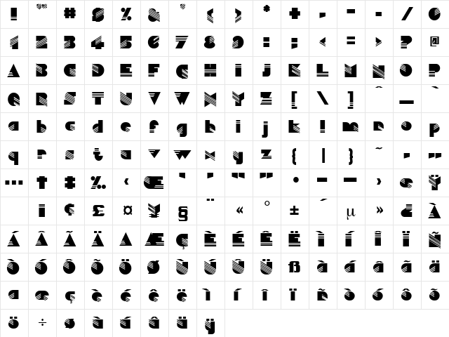 Abracadabra Regular  glyph index