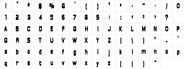 Overload Regular  glyph index