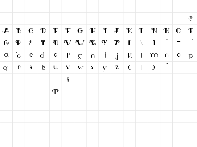 Tortillon Tryout Regular  glyph index