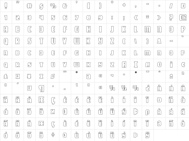Camp Justice Outline Outline  glyph index