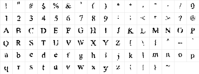Security Regular  glyph index
