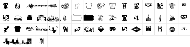 Philly Dings Regular  glyph index