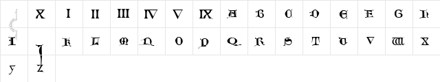 Lombardoc Regular  glyph index